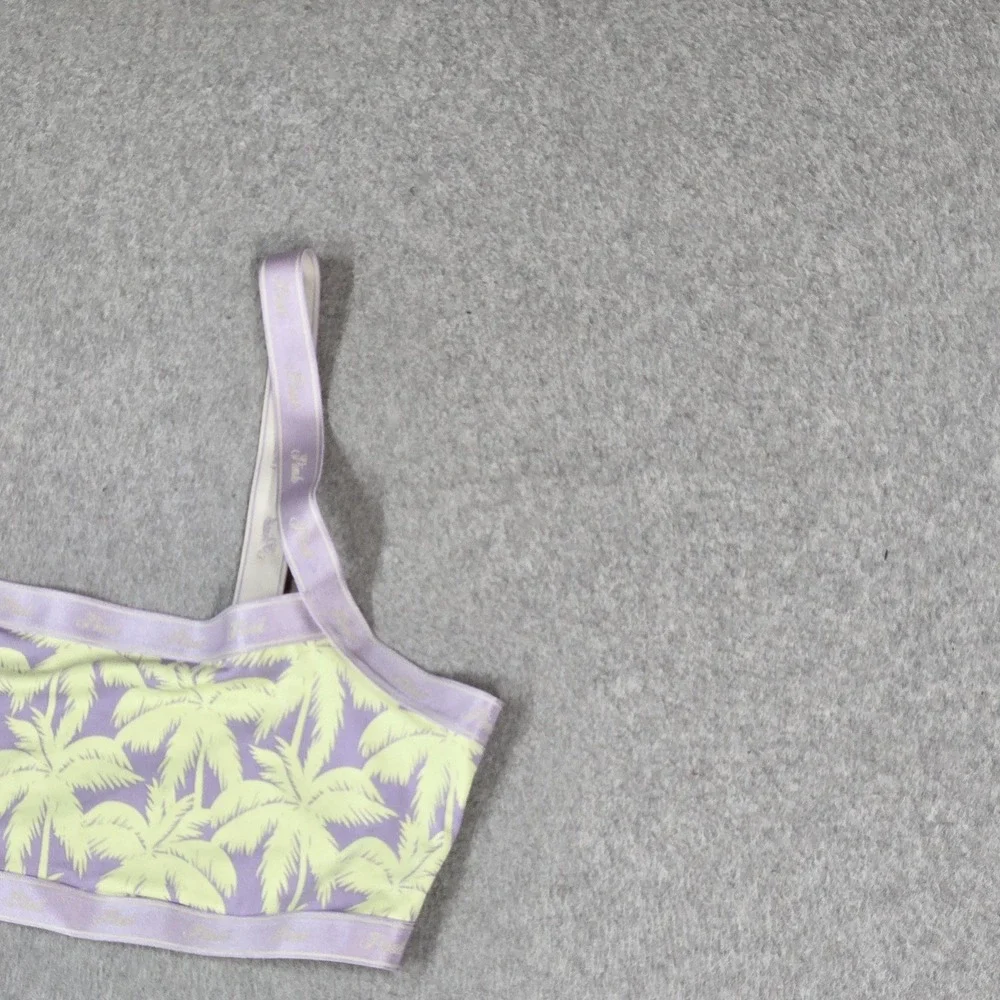 PINK Victoria's Secret Women Bra Large Purple Floral Bralette Wireless Strap